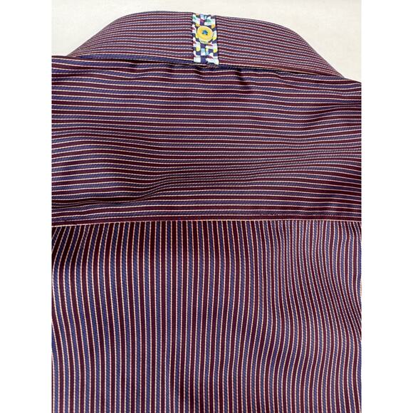 Robert Graham X Collection Garrott Purple Stripes Contrast Cuffs Collar Medium - Picture 3 of 13